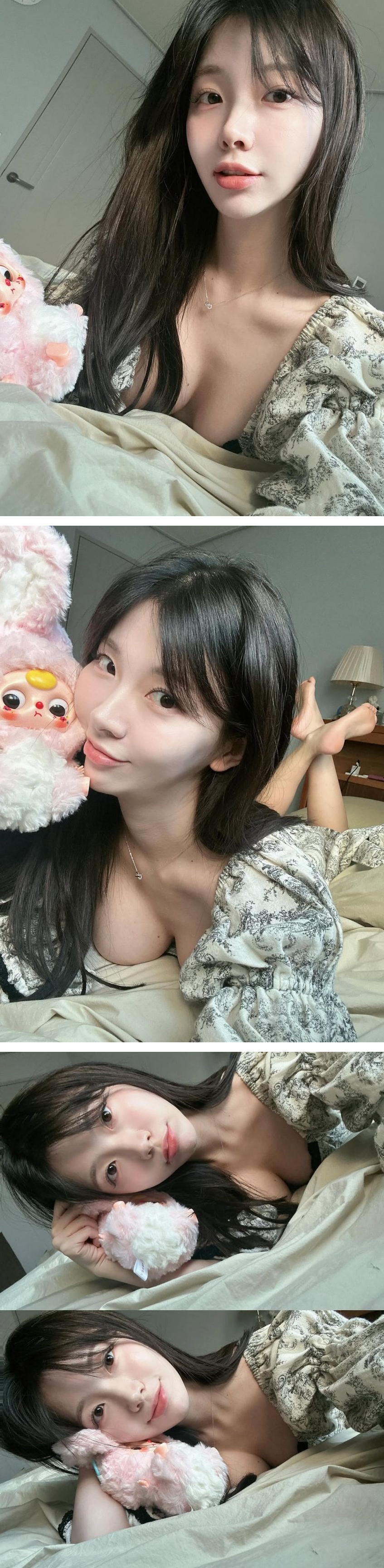 꽃원피스 입고 침대에 엎드린 쏘블리 남친시점 가슴골