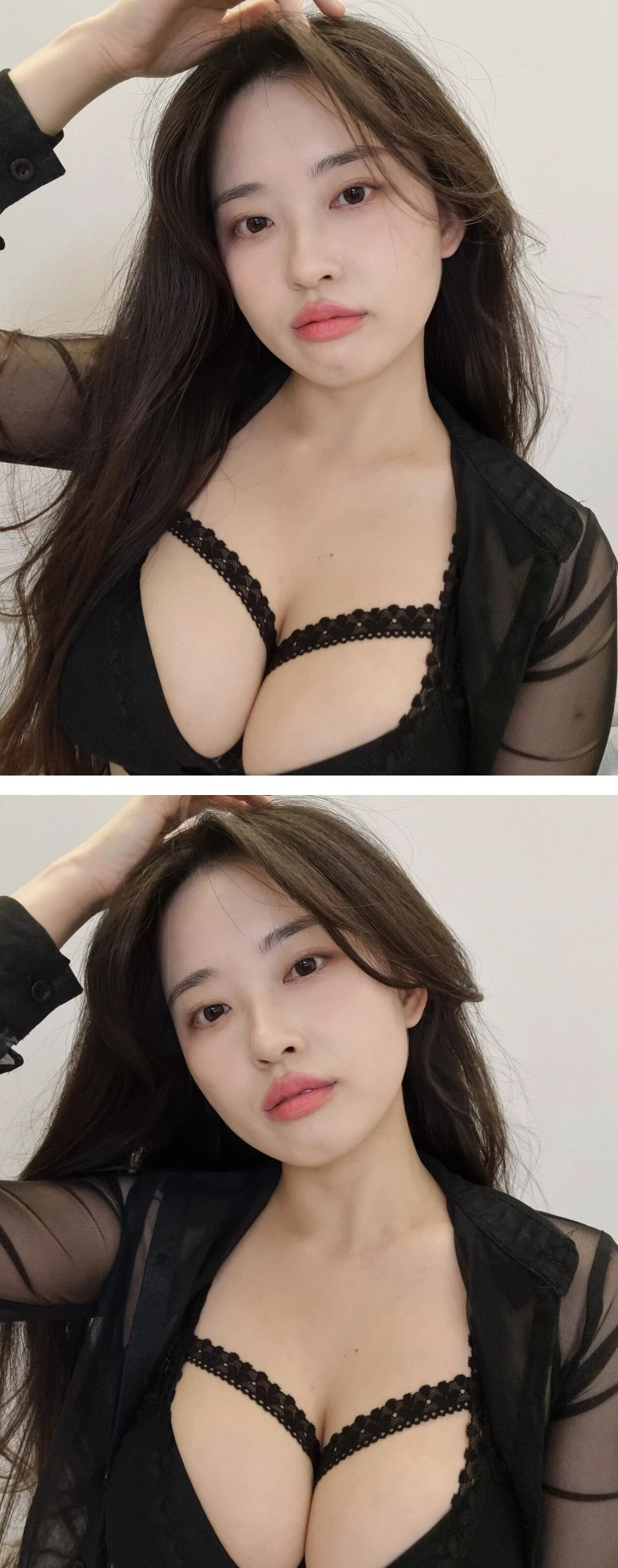 소람잉 며며 가슴 큰 여캠만 가능한 하네스끈 블랙 브라 착샷