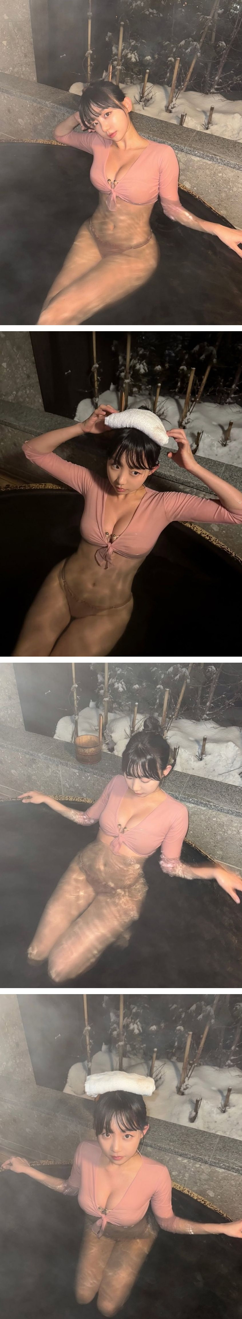'7의 여자' GOAT 표은지 훗카이도 온천 핑크 비키니 가슴골