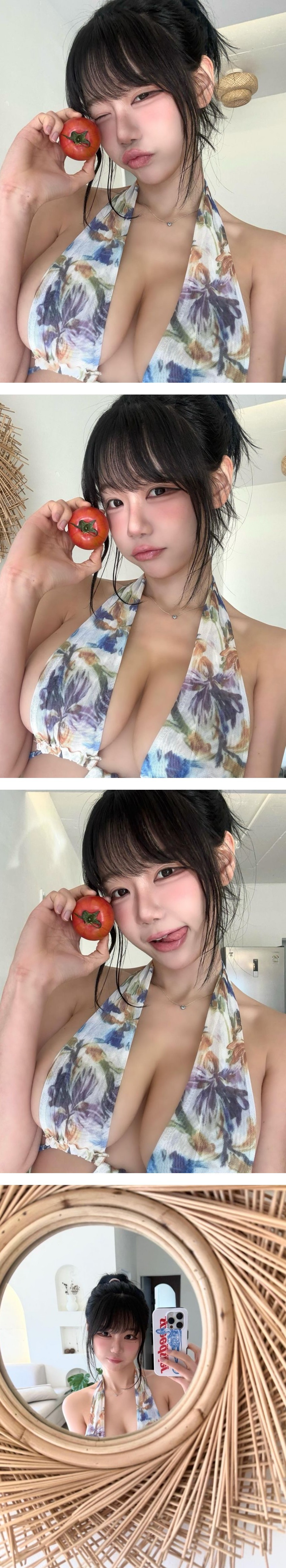 '돌싱녀' 빛베리 하와이안 꽃무늬 비키니 거유 가슴골