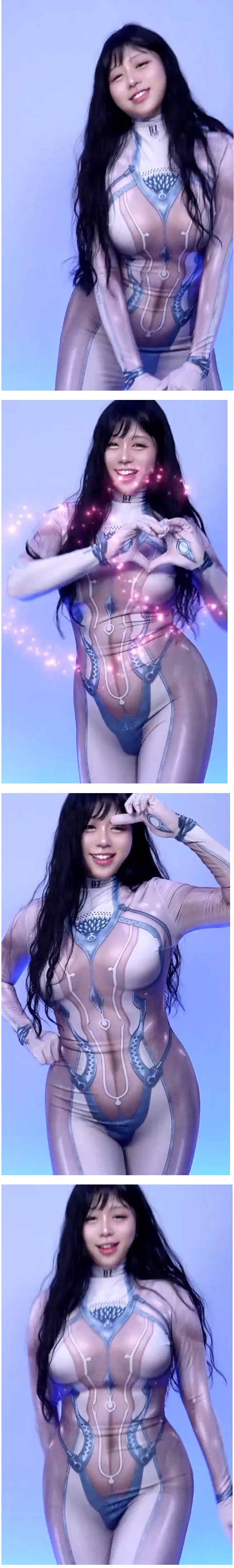 전신 전투 코스츔 입은 해까닥여울이의 육덕 몸매