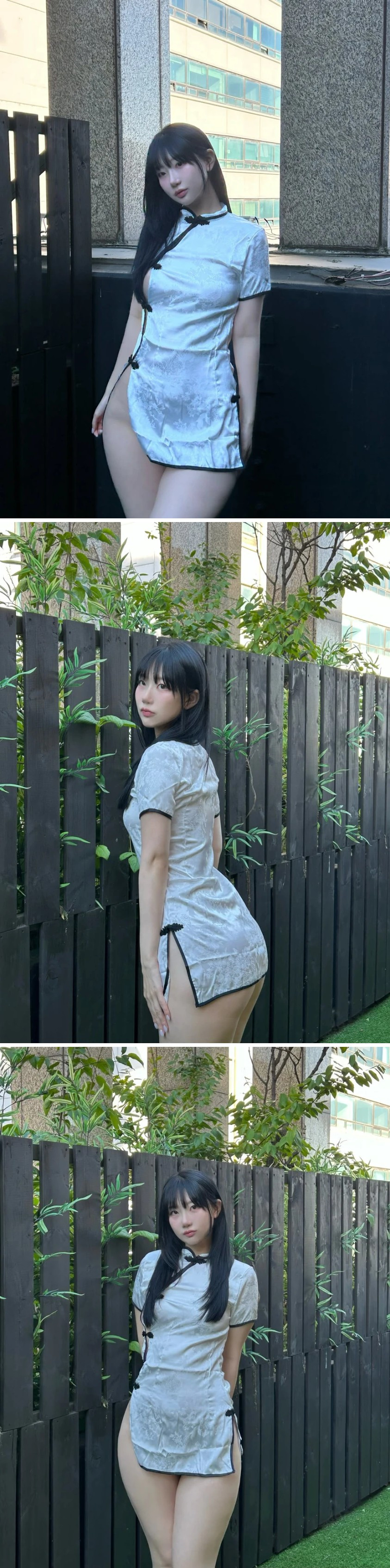 옆트임 화이트 치파오 입은 신나린, 하체로 살아남은 이유
