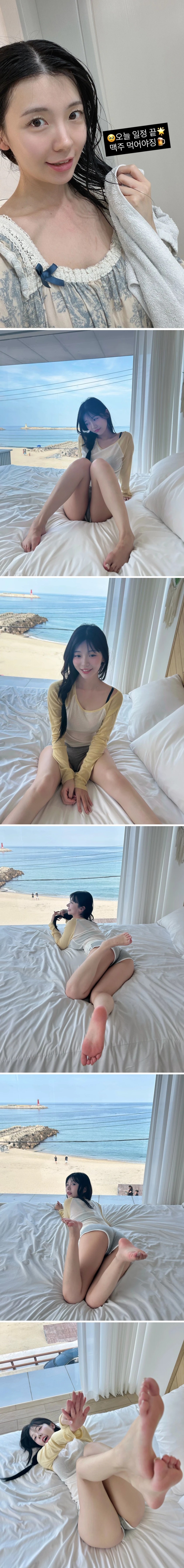 쏘블리랑 호캉스 즐기는 남친 시점 팬티급 회색 돌핀팬츠
