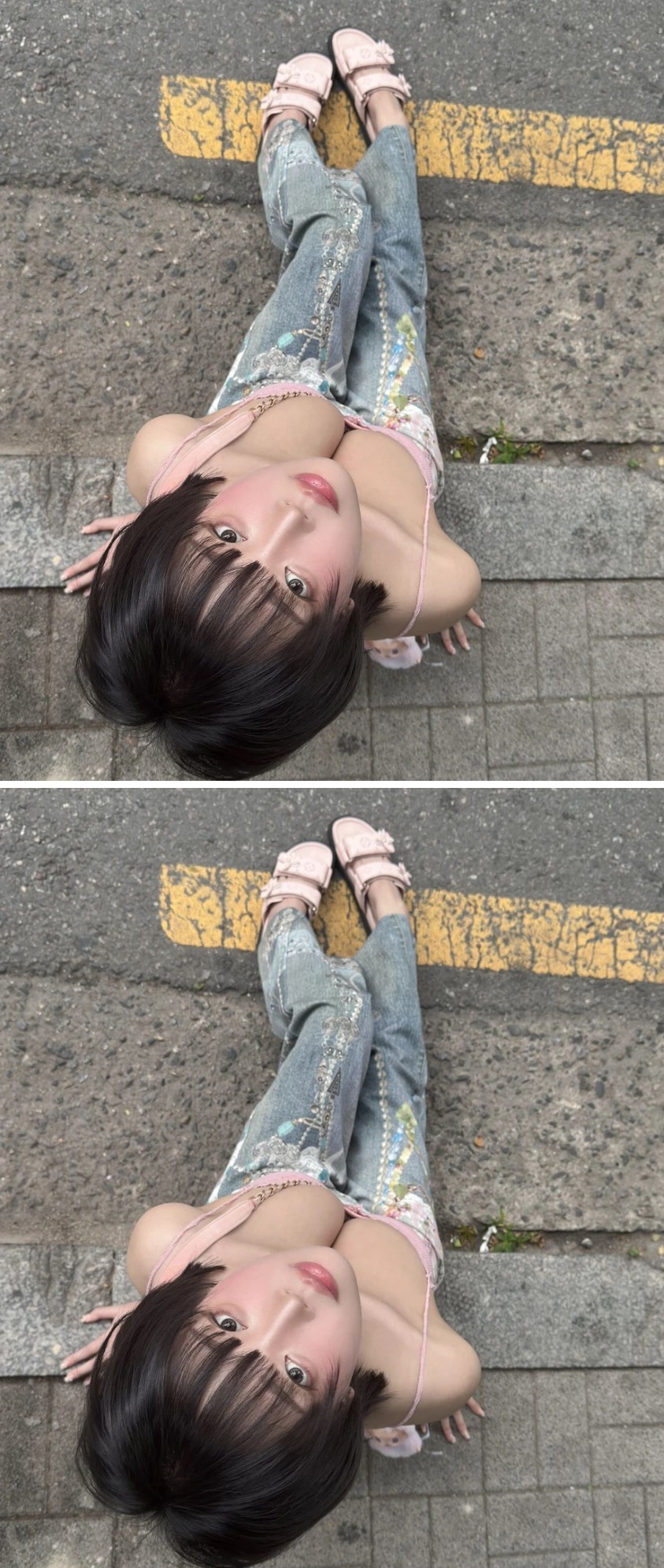 요즘 전성기폼 달리는 강인경 핑크 끈나시 항공샷 알가슴골