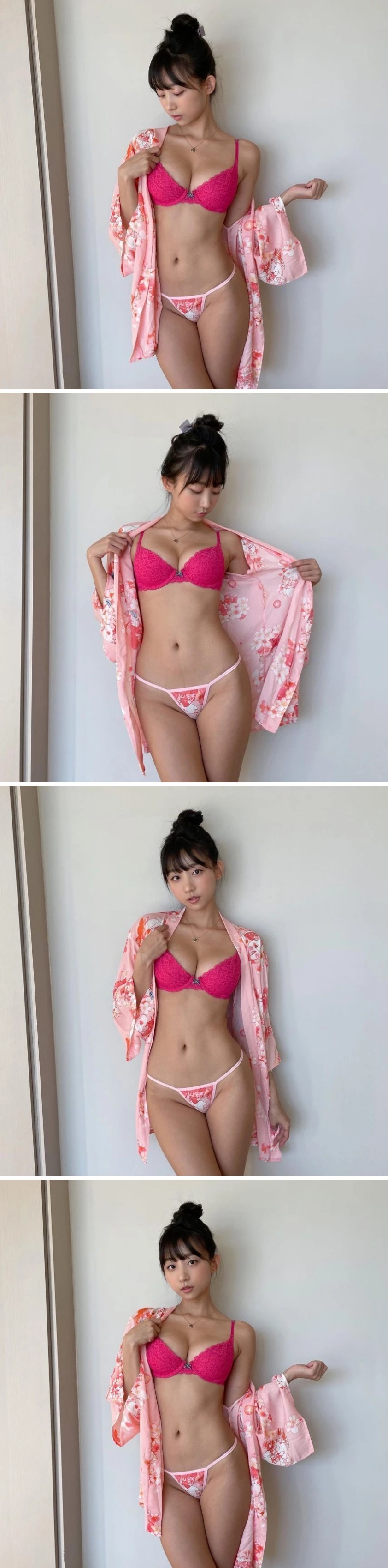 핫핑크색 생브라 + 큐티한 끈팬티 입은 표은지 야한 몸매