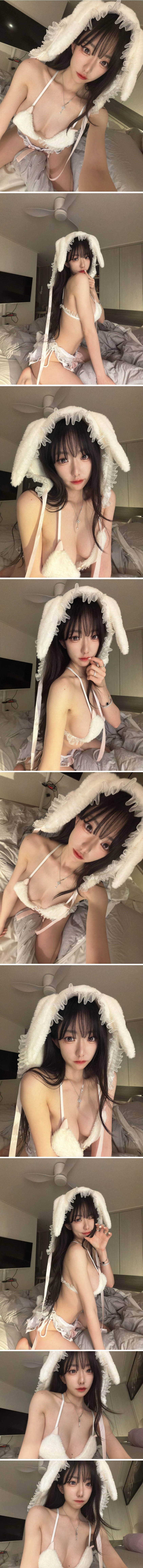 스타여캠 낭니 방셀 수위 화이트 토끼털 비키니 알가슴골