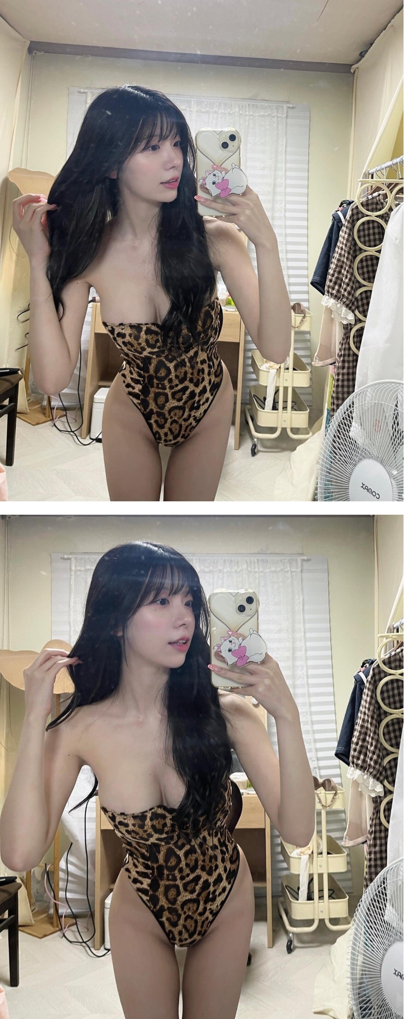 쏘블리 쳐다보기 민망한 호피 하이레그 알가슴골 Y존